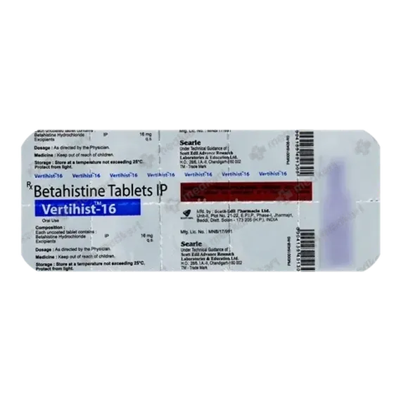 vertihist 16mg tablet 10's